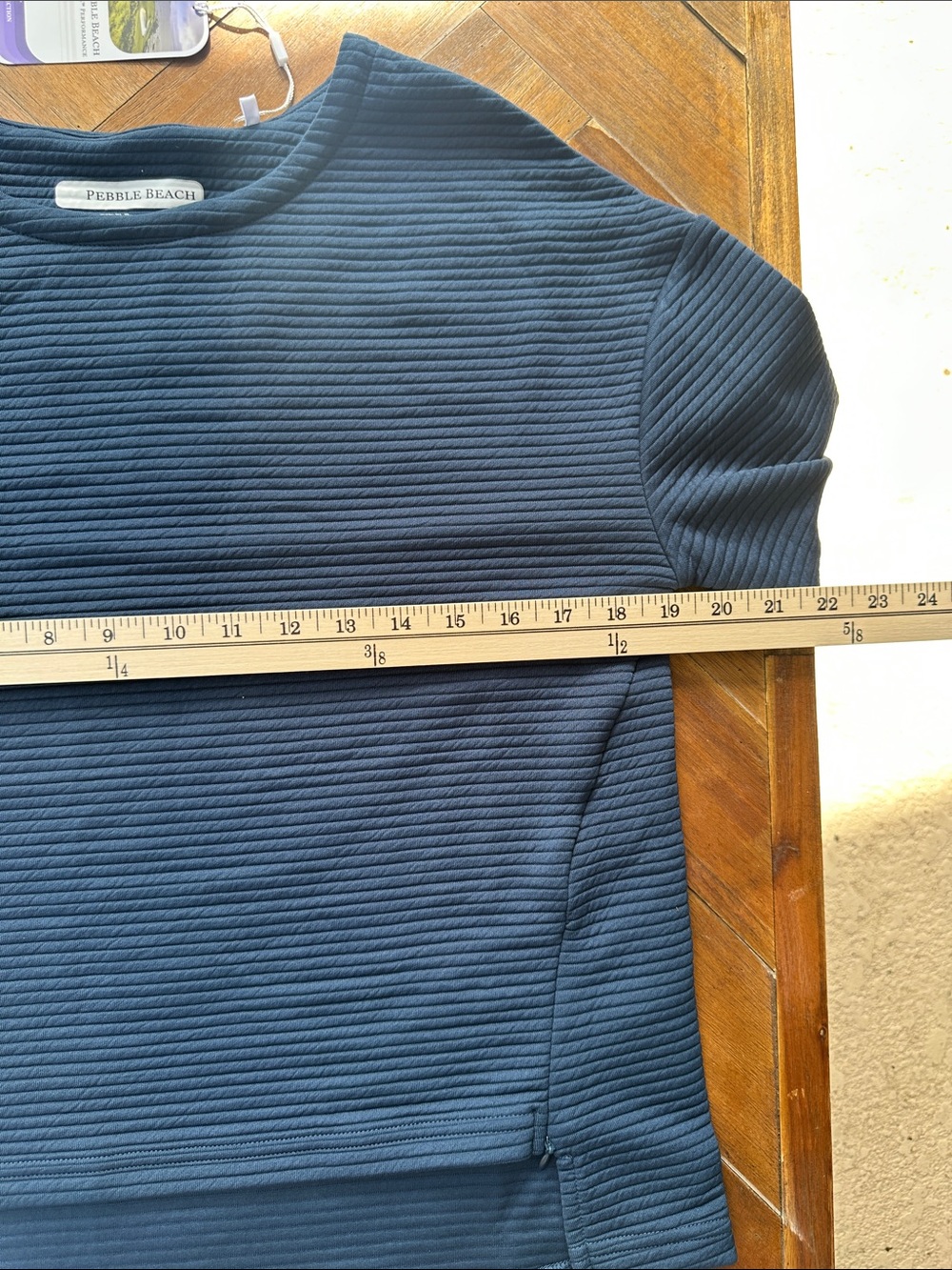 Pebble Beach Navy Ribbed Performance Top - Picture 4 of 6